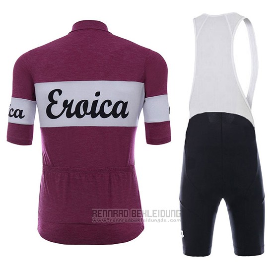 2018 Fahrradbekleidung Eroica Vino Dunkel Rot Trikot Kurzarm und Tragerhose